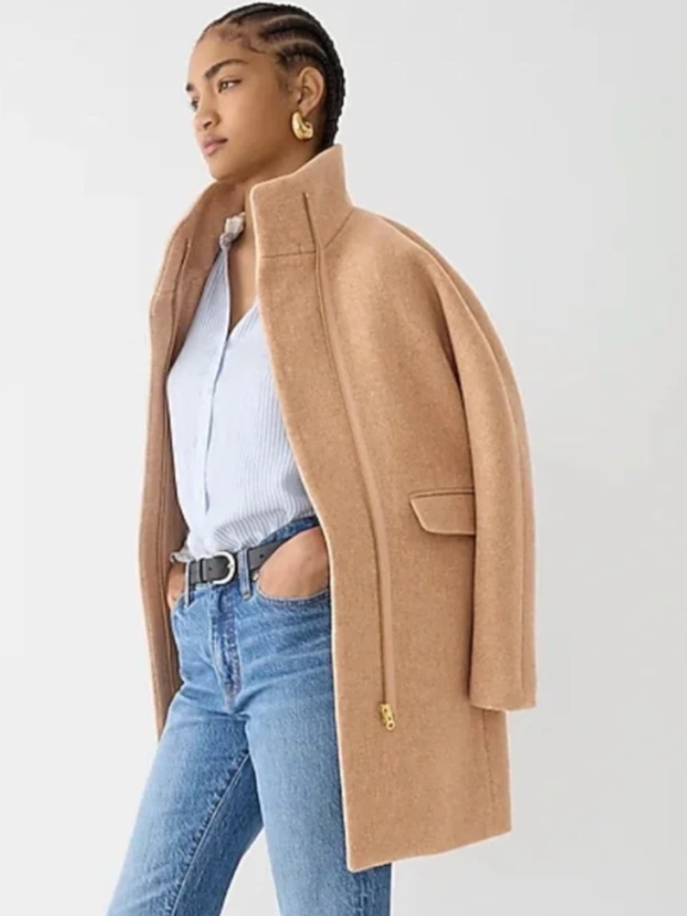 J. Crew Camel Cocoon Coat | Italian Stadium Cloth by Nello Gori | Size: 10 Tall - Picture 3 of 6